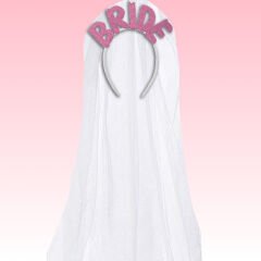 Bride Tüllü Taç - Pembe