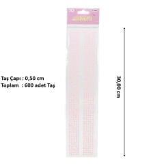 Yapışkanlı Kristal Süsleme Taşları 0,50 cm Çap, 600 Adet Taş, Pembe