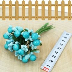 Yapay Çiçek, 12 Adetli Tomurcuk Cipso Demeti -  10 cm, Mavi