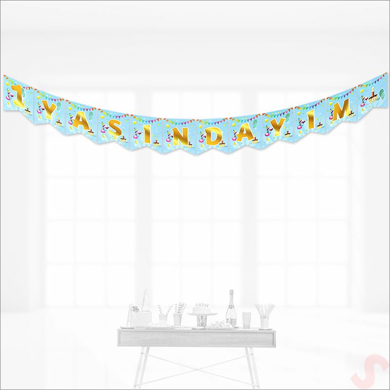 1 Yaşındayım Banner, 2 mt x 17 cm - Mavi