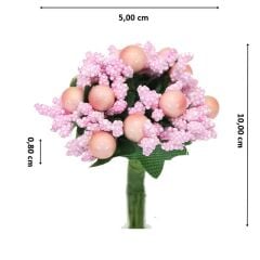Yapay Çiçek, 12 Adetli Tomurcuk Cipso Demeti -  10 cm, Pembe