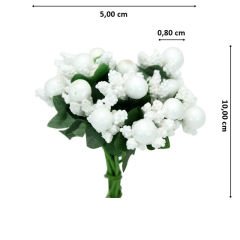 Yapay Çiçek, 12 Adetli Tomurcuk Cipso Demeti -  10 cm, Beyaz