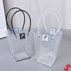 Beyaz Saplı Şeffaf PVC Çanta, 35x26,5x13cm - 1 Adet