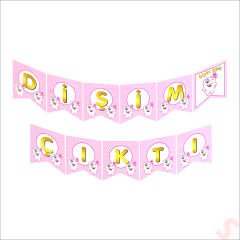 Dişim Çıktı Banner, 175 cm x 17 cm - Pembe