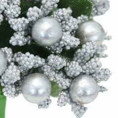 Yapay Çiçek, 12 Adetli Tomurcuk Cipso Demeti -  10 cm, Gümüş