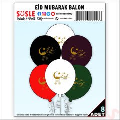 Eid Mubarak, 30cm Balon - 8 Adet