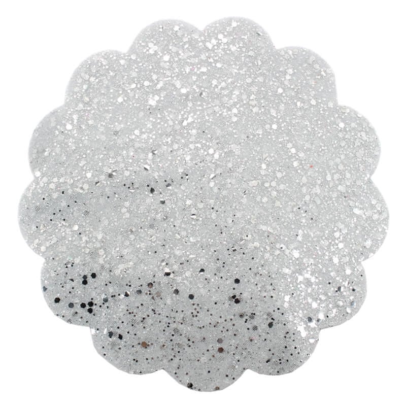 Kesilmiş Tül, 18 cm Metalik Parlak, 25 Adet - Gümüş