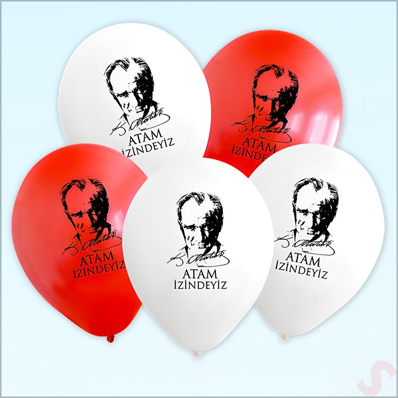 Atam İzindeyiz Baskılı, 30cm Balon - 8 Adet