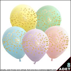 Kare Konfeti Baskılı Makaron Balon, 30cm x 8 Adet