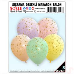 Sıçrama Desen Baskılı Makaron Balon, 30cm x 8 Adet