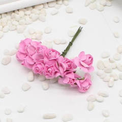 Yapay Çiçek, 12 Adetli Minik Kağıt Gül, 8 cm, Pembe - 12 Demet