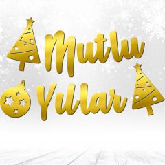 Mutlu Yıllar, Metalik Altın Banner - 2.10 mt