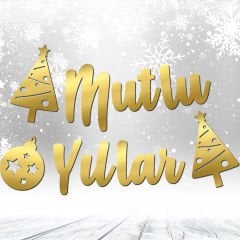 Mutlu Yıllar, Metalik Altın Banner - 2.10 mt