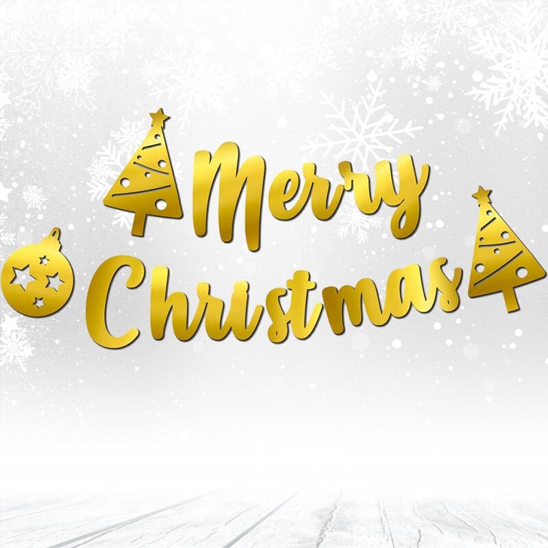 Mery Christmas, Metalik Altın Banner - 2.10 mt