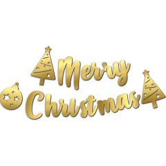 Mery Christmas, Metalik Altın Banner - 2.10 mt