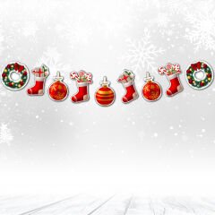 Yılbaşı Çelenk Dekoratif Banner - 1,5 mt