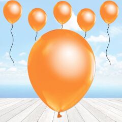 Metalik Parlak Balon, 10 Adet - Turuncu