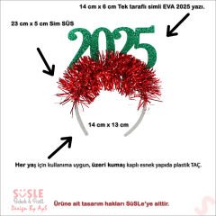 Yılbaşı 2025 Simli Taç - Yeşil