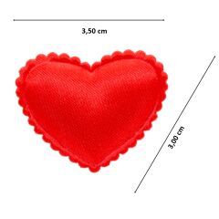 Yapışkanlı Kumaş Kalp Sticker, 3,50 x 3,00 cm - 25 Adet
