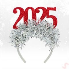 Yılbaşı 2025 Simli Taç - Kırmızı
