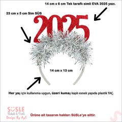 Yılbaşı 2025 Simli Taç - Kırmızı