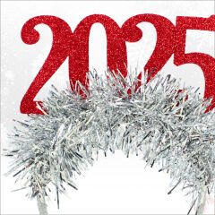 Yılbaşı 2025 Simli Taç - Kırmızı