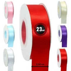 Saten Kurdele, 2,50 cm x 23 mt - 6 Renk Seçenekli -