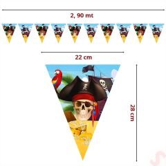 Korsan Partisi Üçgen Bayrak Flama - 2,90 mt