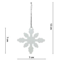 Yılbaşı Ağaç Süsü, 7cm Simli Kar Tanesi - 6 Adet