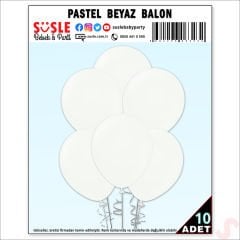 Beyaz Pastel Balon, 30cm x 10 Adet