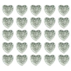 Polyester Kalp Fiyonk, 1,3 cm - 25 Adet - GÜMÜŞ