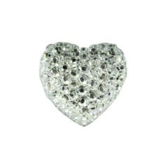 Polyester Kalp Fiyonk, 1,3 cm - 25 Adet - GÜMÜŞ