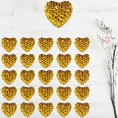 Polyester Kalp Fiyonk, 1,3 cm - 25 Adet - ALTIN