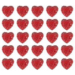 Polyester Kalp Fiyonk, 1,3 cm - 25 Adet - KIRMIZI