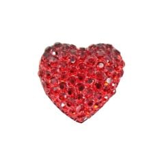 Polyester Kalp Fiyonk, 1,3 cm - 25 Adet - KIRMIZI