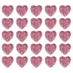 Polyester Kalp Fiyonk, 1,3 cm - 25 Adet - PEMBE
