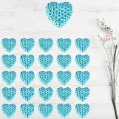 Polyester Kalp Fiyonk, 1,3 cm - 25 Adet - MAVİ