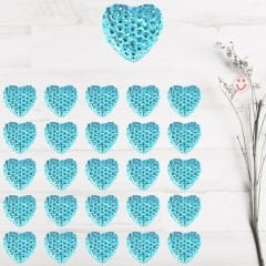 Polyester Kalp Fiyonk, 1,3 cm - 25 Adet - MAVİ