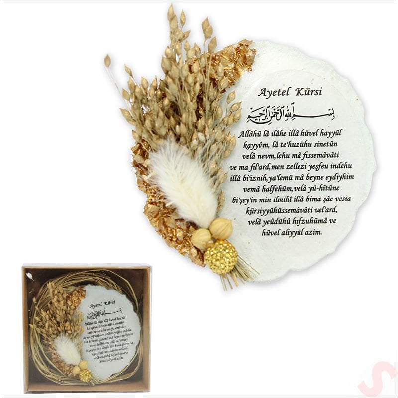 Kutulu ve SüSLü 6,50 cm Epoksi Taşlı Magnet, Altın - 1 Adet