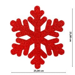 Yılbaşı Kar Tanesi Dekor Strafor Süs, 25 cm - Kırmızı