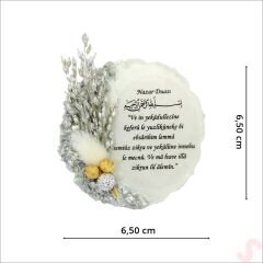 Kutulu ve SüSLü 6,50 cm Epoksi Taşlı Magnet, Gümüş - 1 Adet