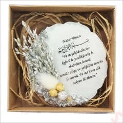 Kutulu ve SüSLü 6,50 cm Epoksi Taşlı Magnet, Gümüş - 10 Adet