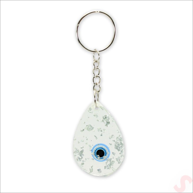 Epoksi Nazarlı Anahtarlık, Gümüş - 1 Adet