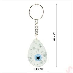 Epoksi Nazarlı Anahtarlık, Gümüş - 1 Adet