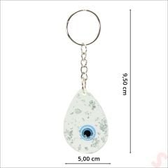 Epoksi Nazarlı Kartlıklı Sünnet Anahtarlık - Gümüş, 1 Adet