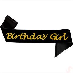 Birthday Girl Siyah Kuşak, 1,70 mt - Altın