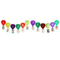 12 Ay Foto Banner, Metalik Karton Balonlu ve Mandallı - 2,40 mt