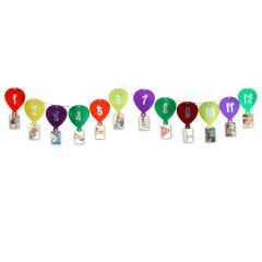 12 Ay Foto Banner, Metalik Karton Balonlu ve Mandallı - 2,40 mt