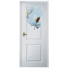 Kuru Çiçek Tanzimli, Ayıcıklı, İsimli Oval Kapı Süsü, Mavi