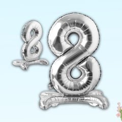 8 Rakam Ayaklı Folyo Balon, 65 cm - Gümüş